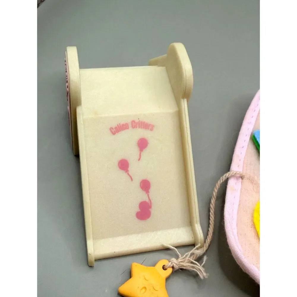 Vintage Calico Critters Baby Nursery Set Slide High Chair Playmat Set Incomplete
